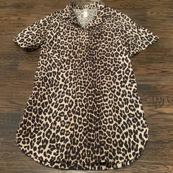 Leopard print shirt dress, 100% cotton - Picture 1 of 4